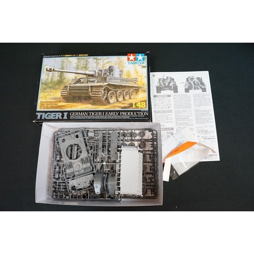 305 - Four boxed Tamiya plastic model kits to include 1/35 30057 WWI British Tank Mk IV Male w/single moto... 