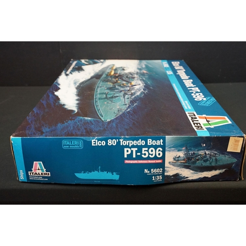 310 - Boxed Italeri 1/35 5602 Elco 80' Torpedo PT 596 Boat plastic model kit, unbuilt and appearing comple... 