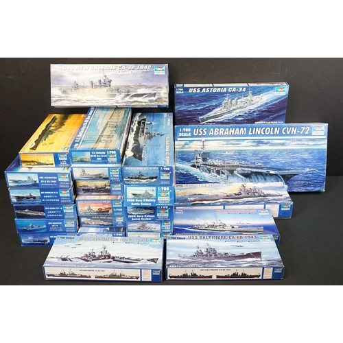 311 - 24 Boxed 1/700 Trumpeter plastic model kits to include 05732 USS Abraham Lincoln CVN-72, 05767 Germa... 