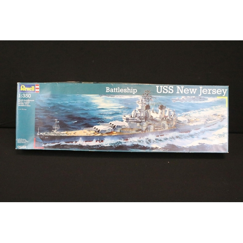 312 - Three boxed Revell plastic model kits to include 1/400 05087 USS Enterprise Aircraft Carrier, 1/144 ... 