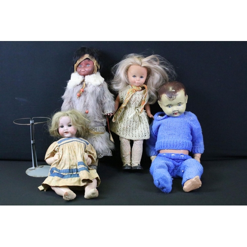 422 - Four early-mid 20th C dolls to include Armand Marseille bisque headed, sleeping blue glass eyes, tee... 