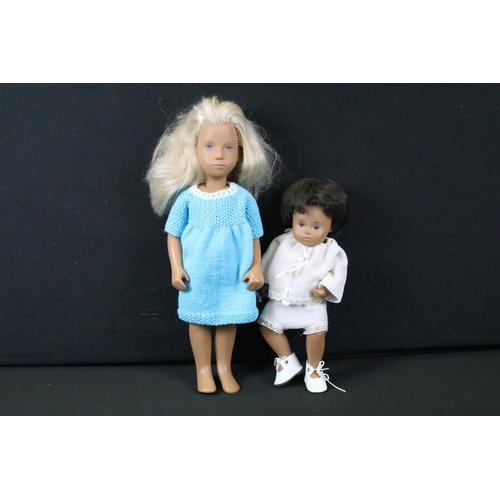 425 - Two original Sasha dolls to include Sasha in blue cotton dress and a baby doll in white top and shor... 