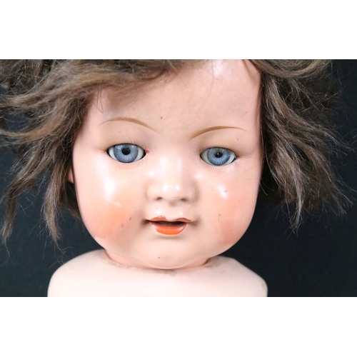 431 - Early 20th C Armand Marseille baby doll with grubby sleeping glass eyes, teeth, some paint wear, plu... 