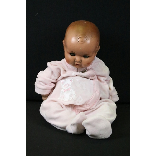 431 - Early 20th C Armand Marseille baby doll with grubby sleeping glass eyes, teeth, some paint wear, plu... 