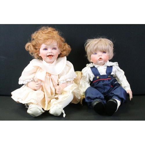 434 - Two Celia Doll Company porcelain artist dolls, limited edition, boy marked KT94 92/200, girl KT94 7/... 