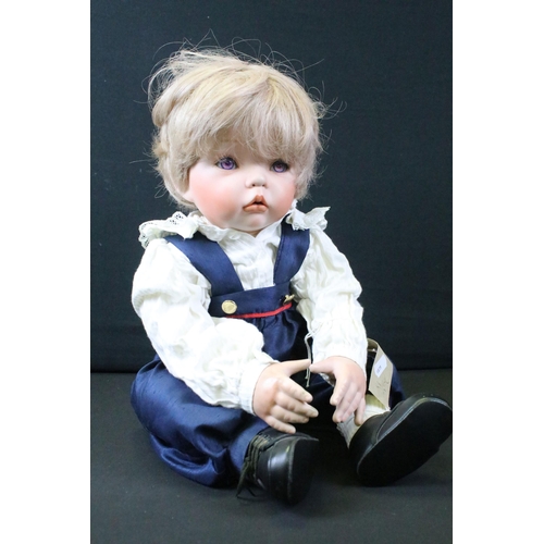 434 - Two Celia Doll Company porcelain artist dolls, limited edition, boy marked KT94 92/200, girl KT94 7/... 