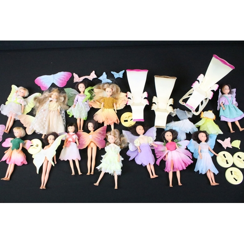 438 - Collection of Hornby Flower Fairies dolls and accessories to include 13 x figures, clothing, 5 x sta... 