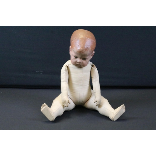 444 - Kathe Kruse no 71 doll no 1 circa 1910-1930, marked to foot, wide hip, painted face, showing some ma... 