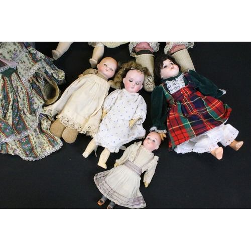 448 - Collection of Early 20th C onwards bisque headed dolls to include 2 x Armand Marseille dolls (1 x ma... 