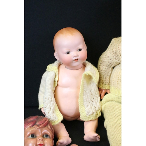 453 - Two Armand Marseille Baby Dolls with composite body's Marked AM Germany 351 (1 x doll missing arms),... 