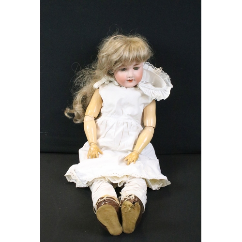 457 - Three Early 20th C Armand Marseille bisque headed dolls to include 1 x marked 390 A.9.M to neck with... 