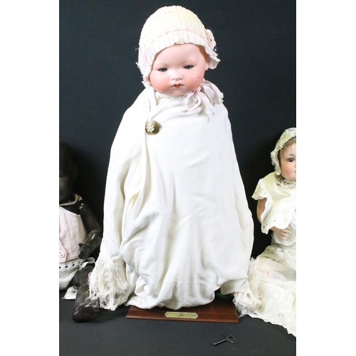 458 - Three Early 20th C German Armand Marseille bisque headed dolls to include black baby doll marked A.M... 