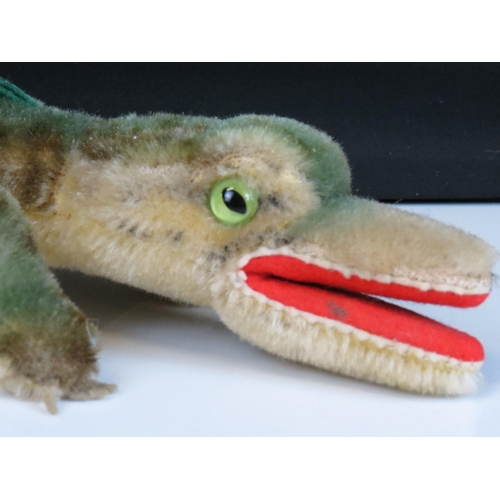 469 - Steiff crocodile soft toy with button on back, repair to tail, gd otherwise, 33cm in length