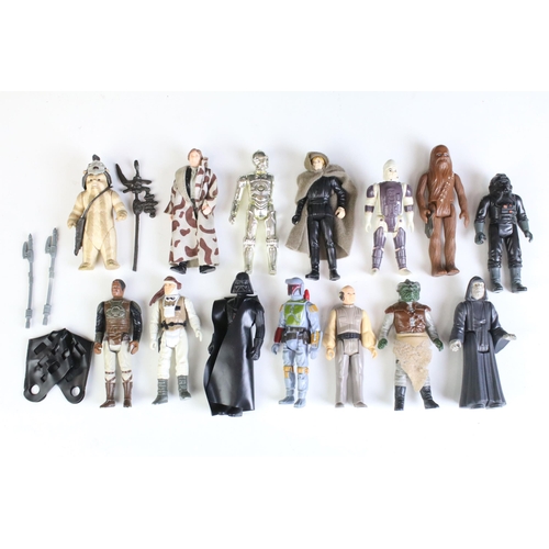 1671 - Star Wars - 14 original Star Wars figures to include Logray Ewok Medicine Man, Han Solo In Trench Co... 