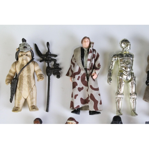 1671 - Star Wars - 14 original Star Wars figures to include Logray Ewok Medicine Man, Han Solo In Trench Co... 