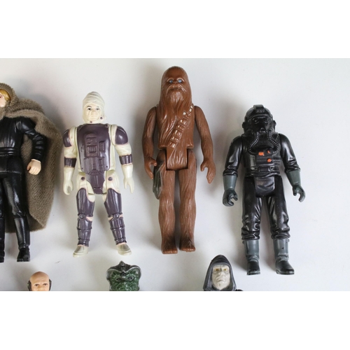 1671 - Star Wars - 14 original Star Wars figures to include Logray Ewok Medicine Man, Han Solo In Trench Co... 