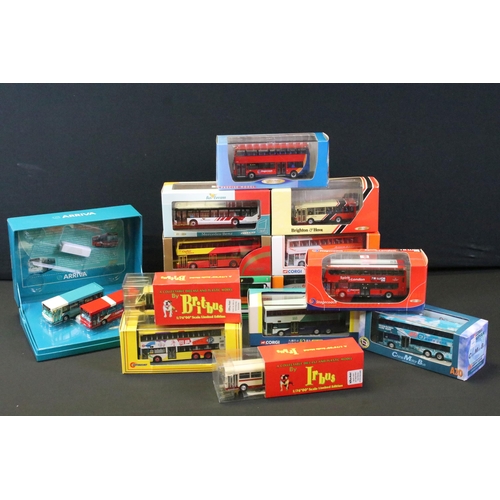 1044 - 14 Boxed / cased diecast model buses to include 5 x Creative Master models featuring UKBUS6001, UKBU... 