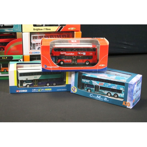 1044 - 14 Boxed / cased diecast model buses to include 5 x Creative Master models featuring UKBUS6001, UKBU... 