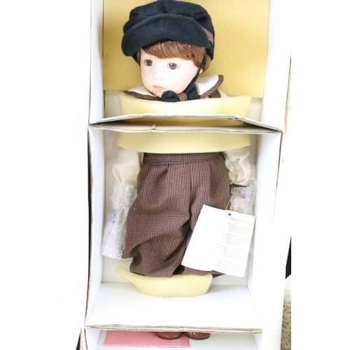 454 - Boxed Franklin Heirloom Dolls Coca Cola Boy Danny Limited Edition Porcelain doll with Boxed wooden c... 