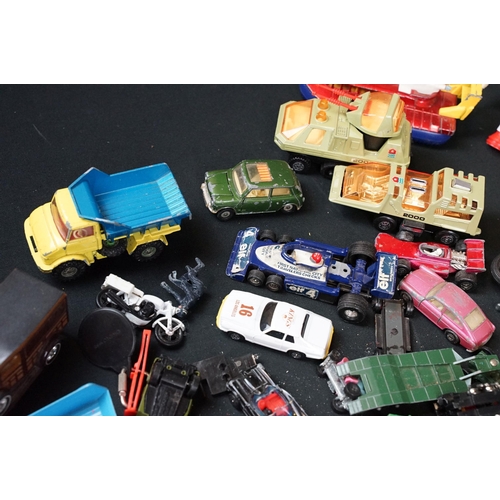 1234 - Quantity of play worn diecast featuring Corgi, Dinky, Crescent, Matchbox, etc