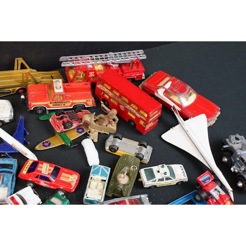 1234 - Quantity of play worn diecast featuring Corgi, Dinky, Crescent, Matchbox, etc