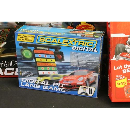 395 - Eight boxed Scalextric and SCX slot car sets to include Demolition Derby Metal Alien Vs White Skull,... 