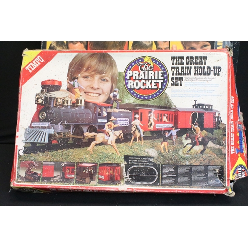 399 - Boxed Novo Big Big Passenger Train set and a boxed Timpo The Great Train Hold Up Set along with addi... 