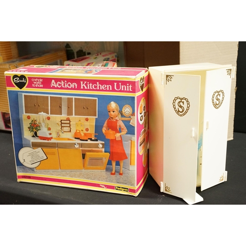 467 - Sindy - Nine boxed Pedigree Sindy items to include Action Kitchen Unit, Washbasin, Settee, Camping S... 