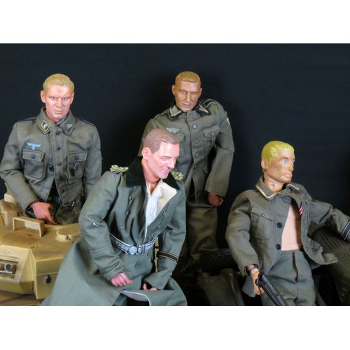 411 - Quantity of German army related toys to include various Action man figures in German uniforms, Cheri... 