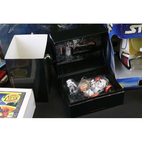 396 - Large collection of various toys and games to include 3 x Bluebird Mighty Max sets, Masudaya YM-3 B-... 