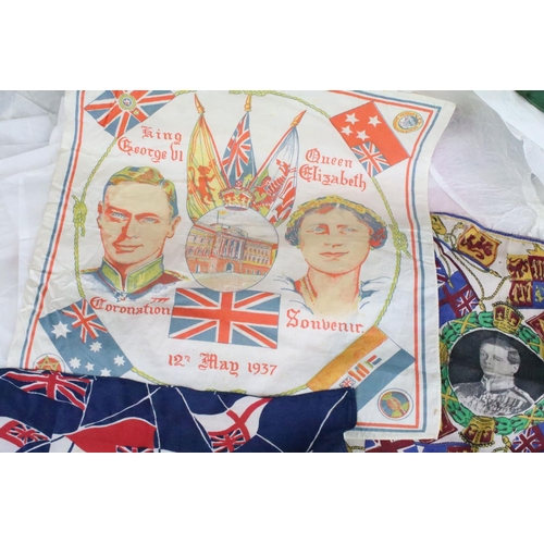 211A - Collection of assorted early to mid 20th Century commemorative handkerchiefs and scarves to include ... 