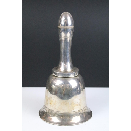 127 - Asprey, London silver plated bell shaped cocktail shaker, maker's marks to base, 28cm high