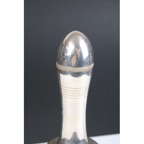 127 - Asprey, London silver plated bell shaped cocktail shaker, maker's marks to base, 28cm high