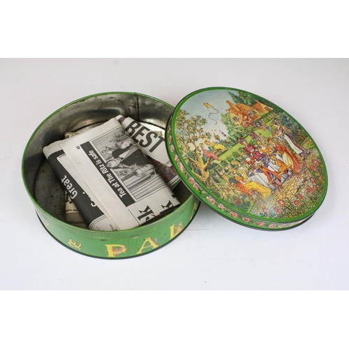 135A - Huntley & Palmers risque Edwardian garden party circular biscuit tin, circa 1980, 20cm diameter