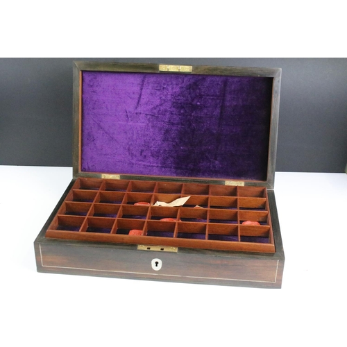 161 - 19th Century rosewood medal box set with a Napoleonic medal plaque to lid signed Andrieu Fegit to bu... 