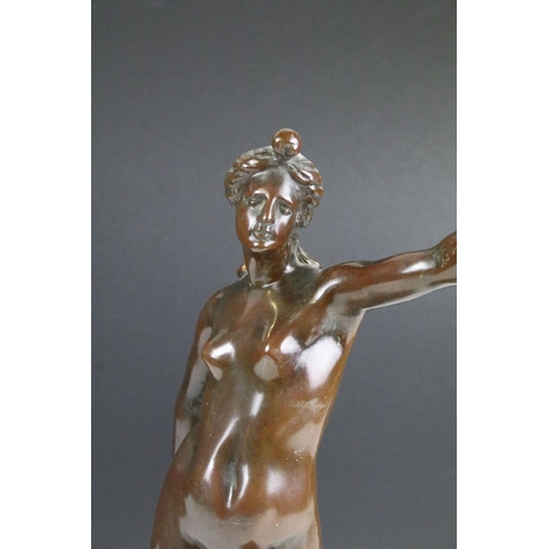 168 - Cast Bronze figurine in the form of a classical Goddess, possibly Fortuna in the manner of Giambolog... 