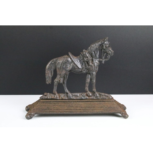 171 - Antique cast iron model of a Boer War horse, approx 21cm high