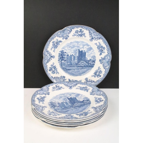 102 - Collection of late 19th / early 20th century ceramic blue & white plates to include Johnson Bros, Ru... 