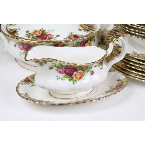 103 - Royal Albert 'Old Country Roses' dinner ware to include 8 dinner plates, 5 tureens, 6 soup bowls, ce... 