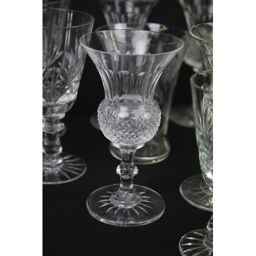 104 - 20th century cut crystal glassware to include sherry glasses, wine glasses and tumblers