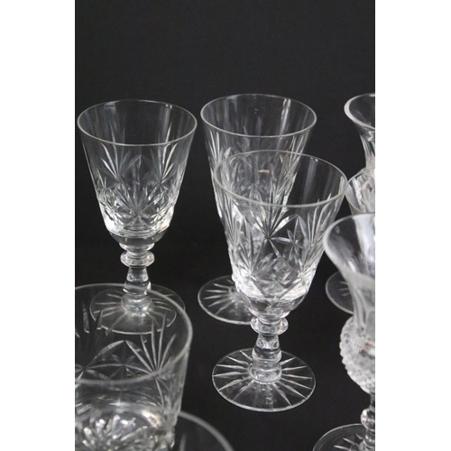 104 - 20th century cut crystal glassware to include sherry glasses, wine glasses and tumblers