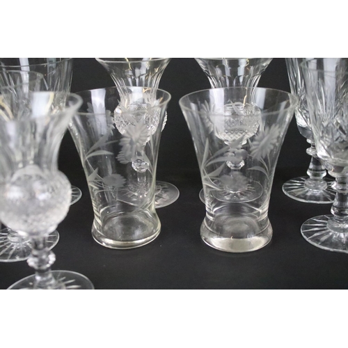 104 - 20th century cut crystal glassware to include sherry glasses, wine glasses and tumblers