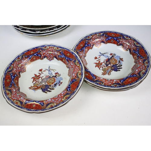 108 - Group of mostly 19th century dinner plates to include Masons Ironstone and Davenport examples, toget... 