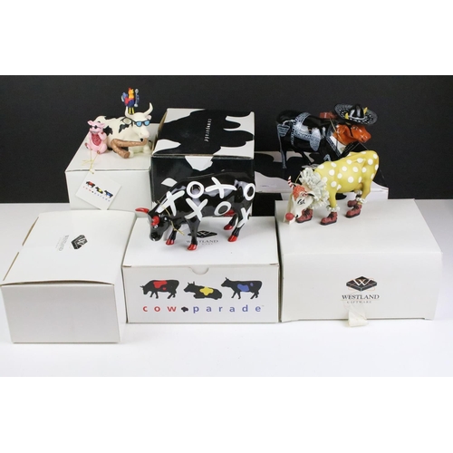 111 - Seven boxed Westland Giftware Cow Parade ceramic models to include Party Cow (9178), You Can't have ... 