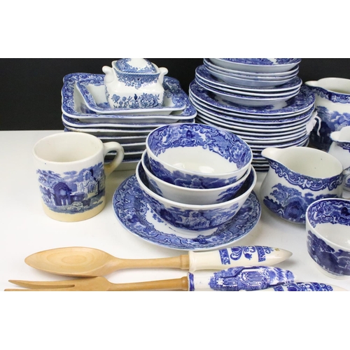 116 - George Jones & Sons 'Abbey' blue & white tea & dinner ware to include teacups & saucers, side plates... 