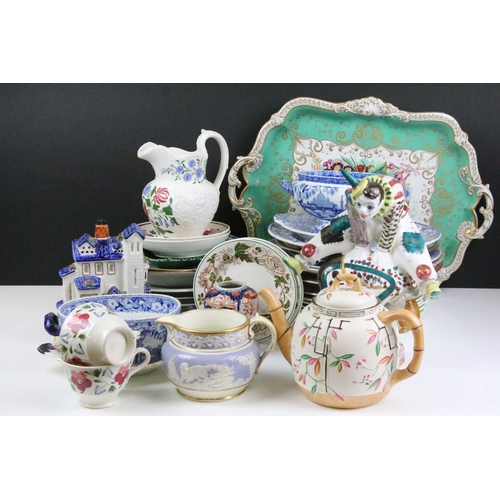 81 - Collection of antique ceramics to include a pair of Chinese 18th Century octagonal dishes being hand... 