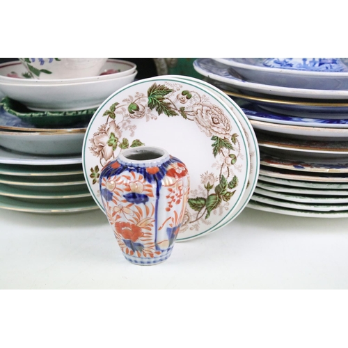 81 - Collection of antique ceramics to include a pair of Chinese 18th Century octagonal dishes being hand... 