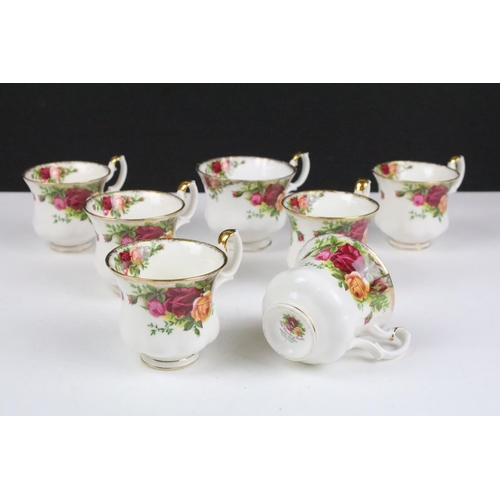 86 - Royal Albert Old Country Roses pattern coffee set to include coffee pot, five coffee cups, one tea c... 