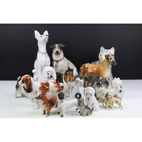 90 - Collection of ceramics dog figurines to include B&G Denmark dog, Royal Doulton figurines including c... 