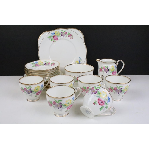 95 - Royal Grafton 'Glencora' tea set for six, pattern 6690, to include six trios, sandwich plate, sugar ... 